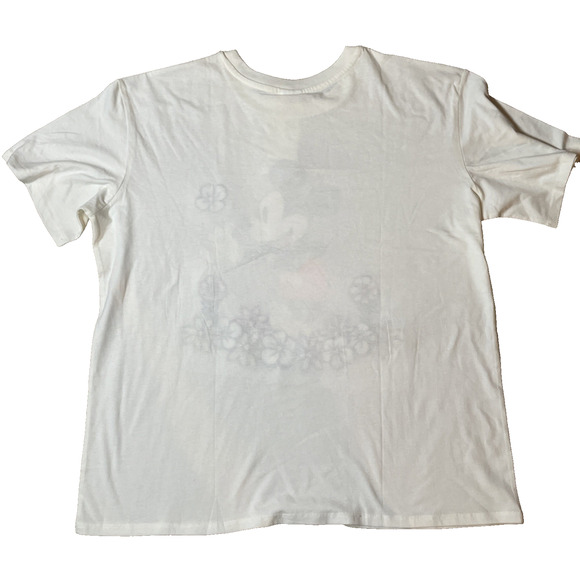 Disney Mickey Mouse Womens Size XXL Embroidered Flowers Cream SS T-shirt Freeze - Picture 2 of 12